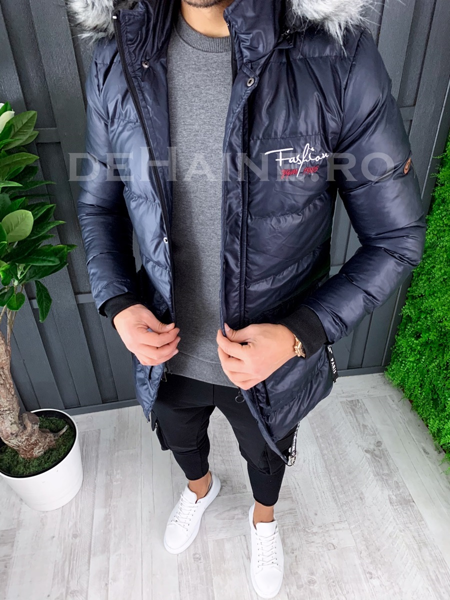 Geaca barbati groasa de iarna bleumarin zr a2685 56-4