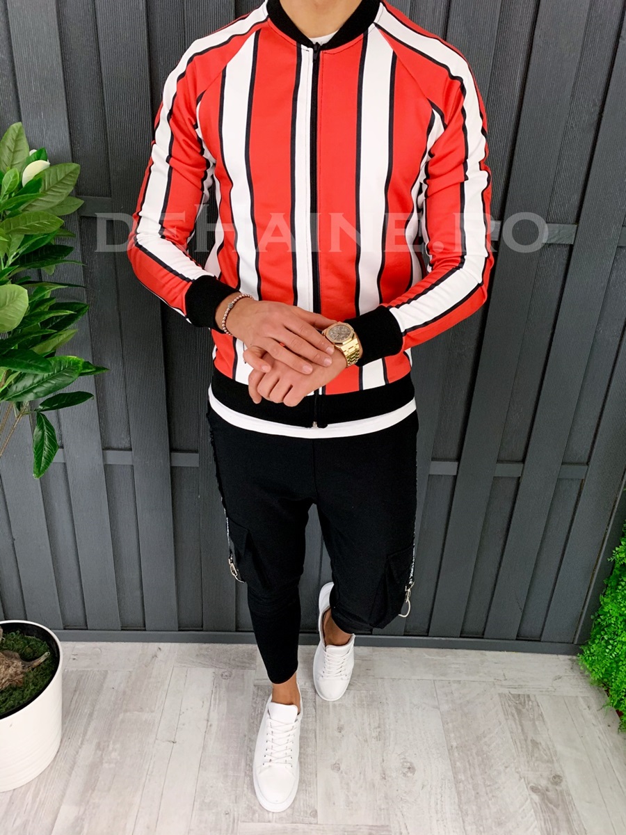 Hanorac barbati in rosu slim fit zr a7893 104-3