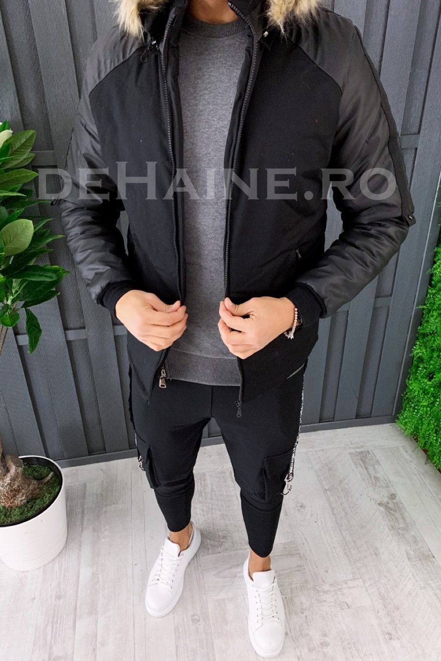 Geaca barbati groasa de iarna neagra zr a7854 k1-3
