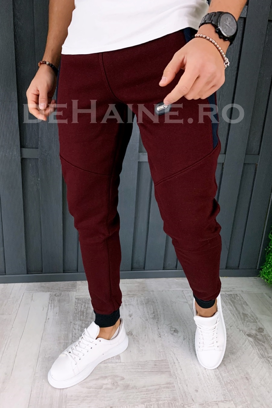 Pantaloni de trening grena conici A7844 J2-4