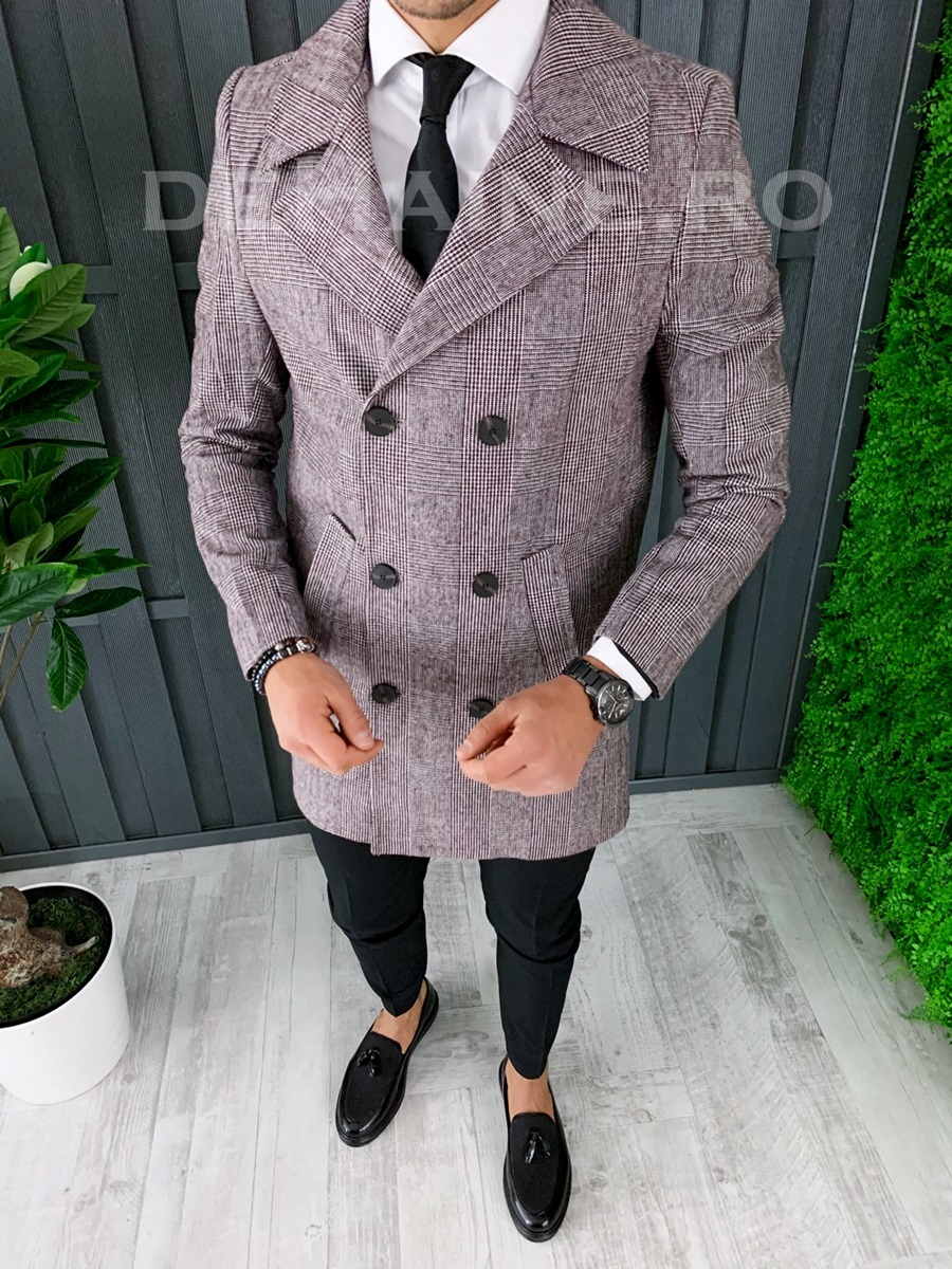 Palton barbati grena de primavara slim fit a7037