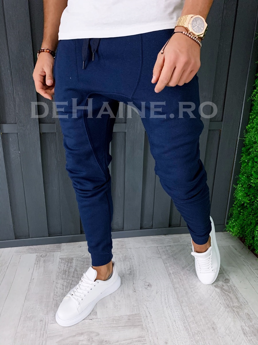 Pantaloni de trening albastrii conici vatuiti A6977 j4-2