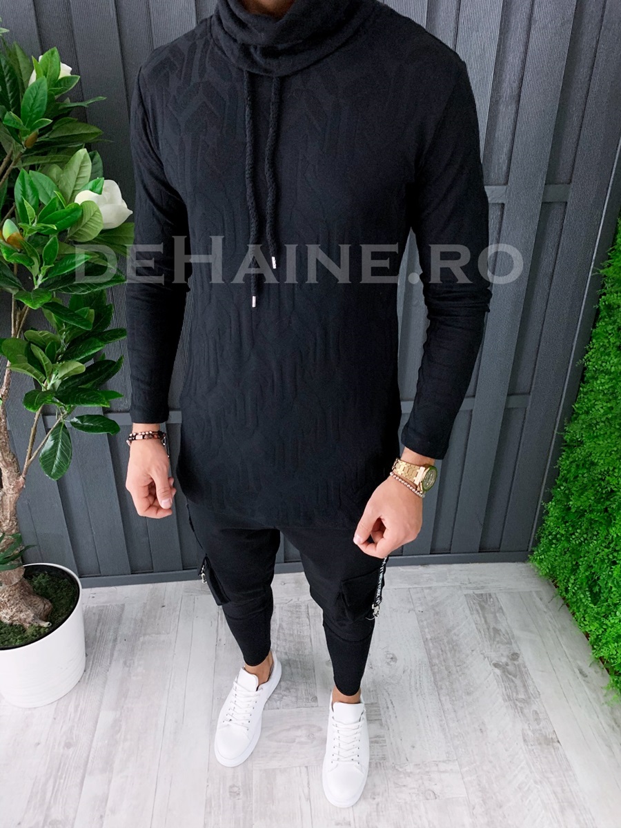 Bluza barbati slim fit neagra zr a6847 96-3