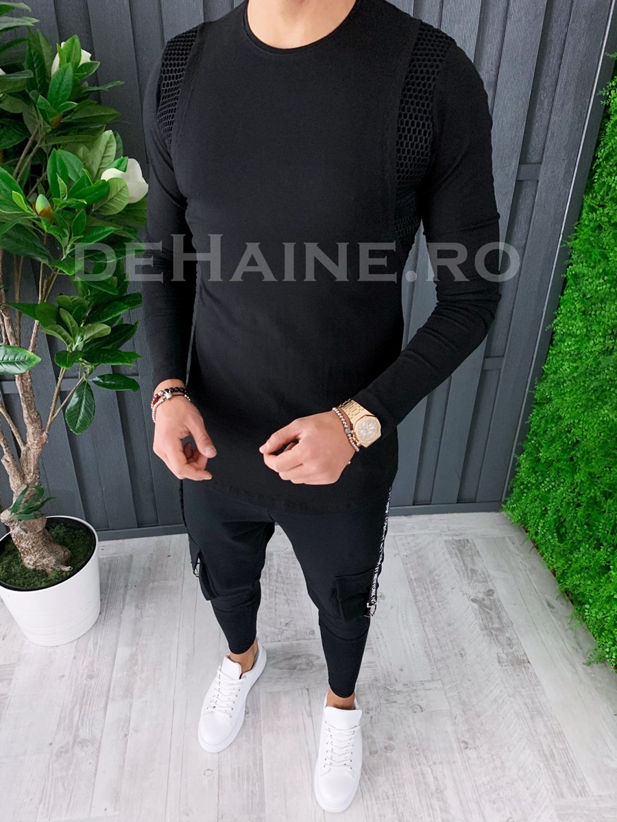 Bluza barbati slim fit neagra zr a6850 107-1 /w