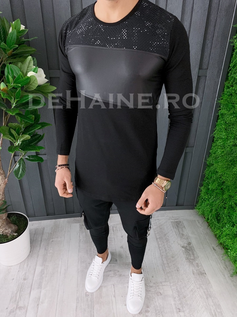 Bluza barbati slim fit neagra zr a6856 102-2