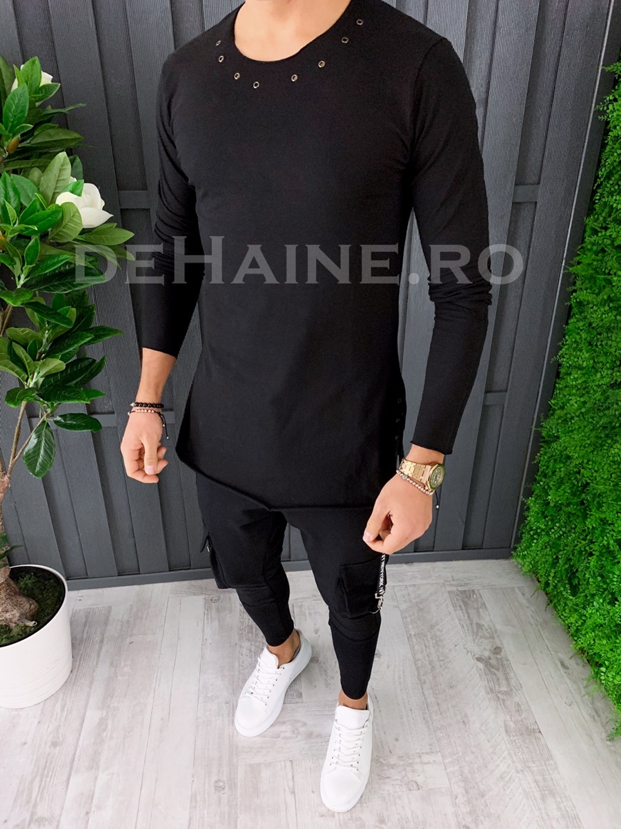 Bluza barbati slim fit neagra zr a6857 94-4