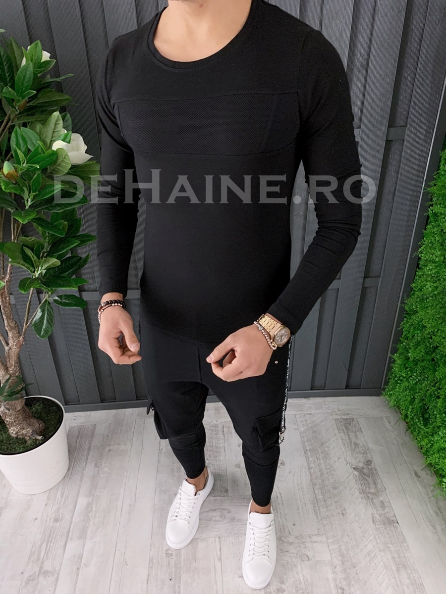 Bluza barbati slim fit neagra zr a6859 102-2