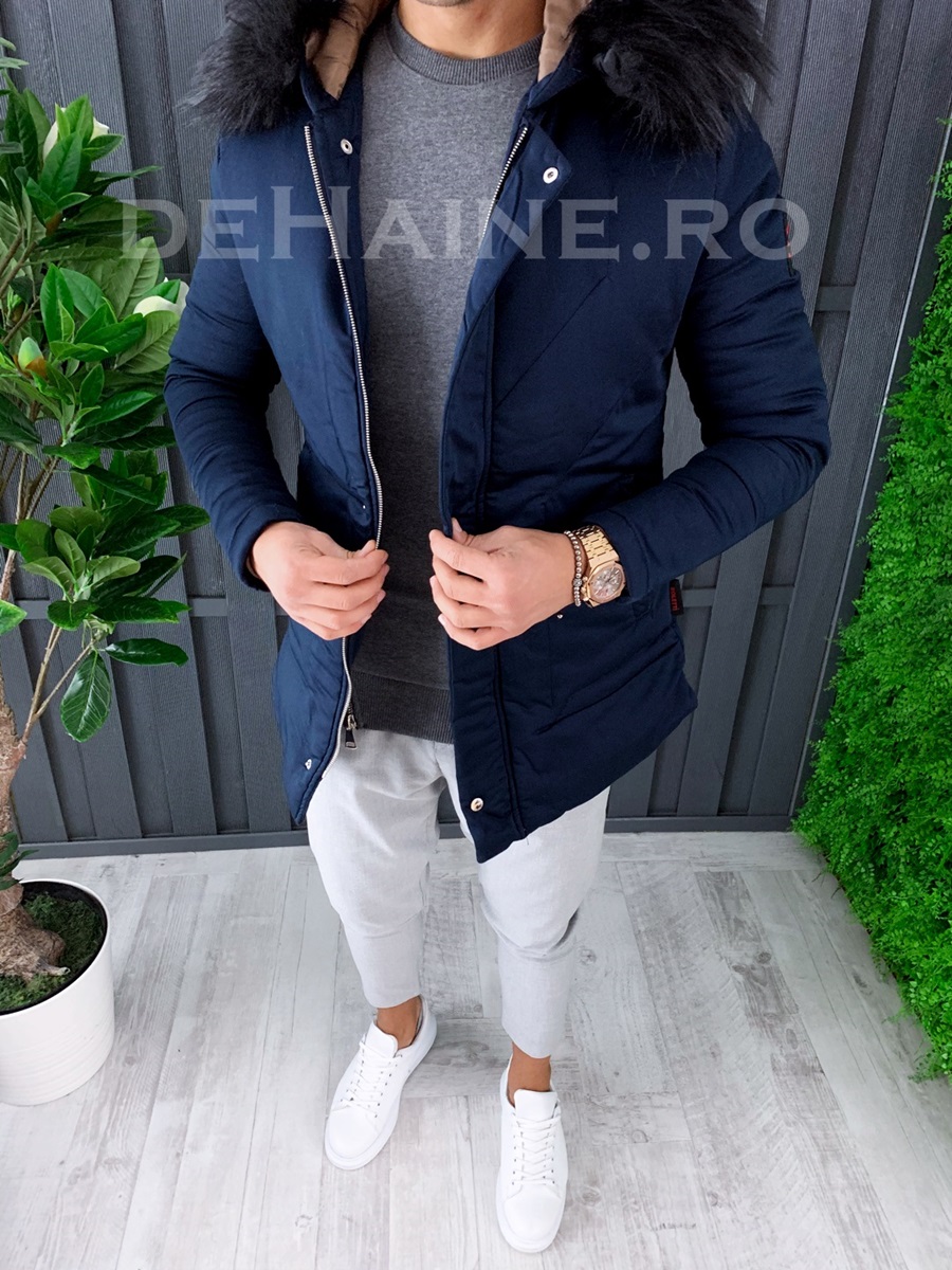 Geaca barbati groasa de iarna bleumarin zr a6827 k1-4
