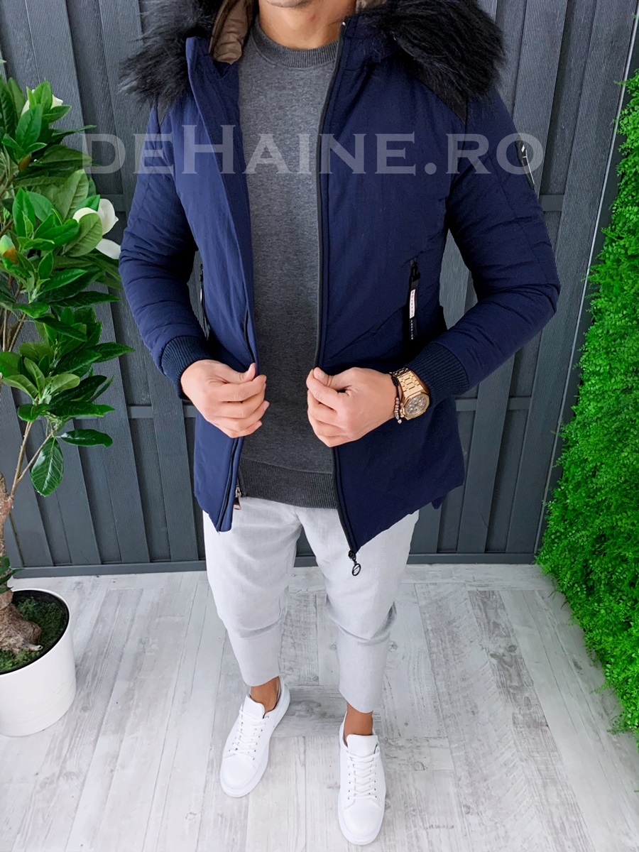 Geaca barbati groasa de iarna bleumarin zr a6832 d1-3