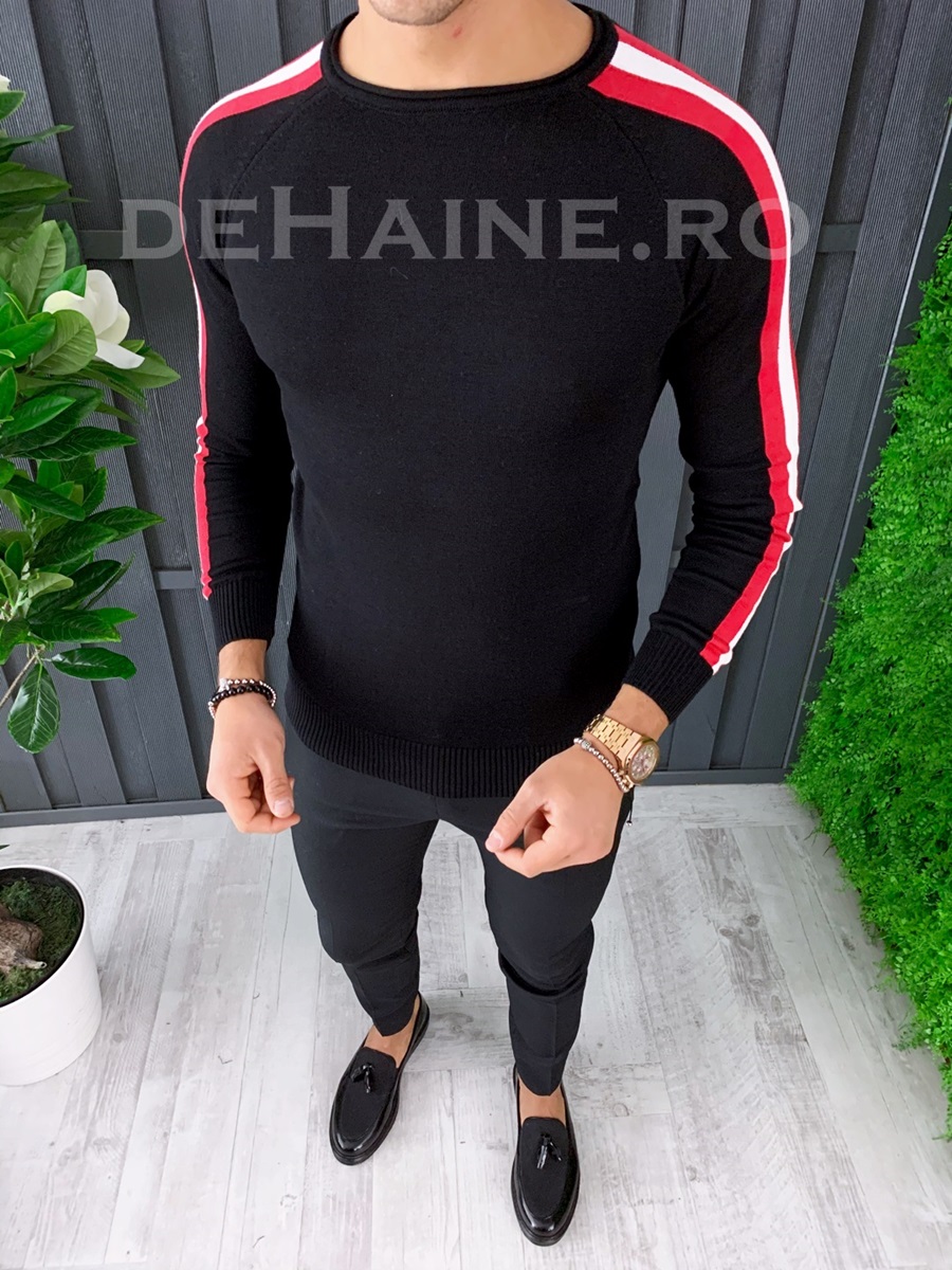 Bluza barbati slim fit neagra zr a3527 o1-1