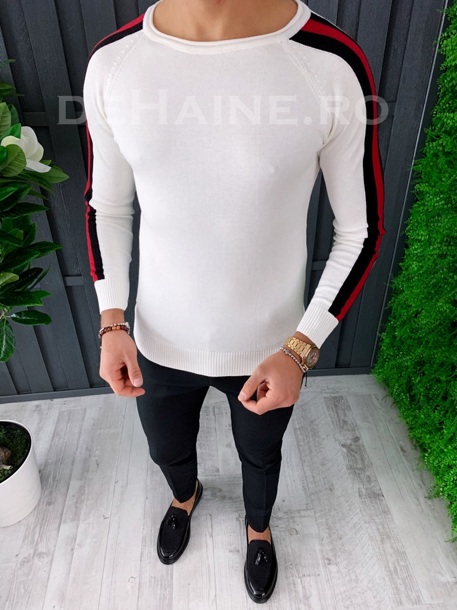 Bluza barbati slim fit alba zr a3529 o1-1