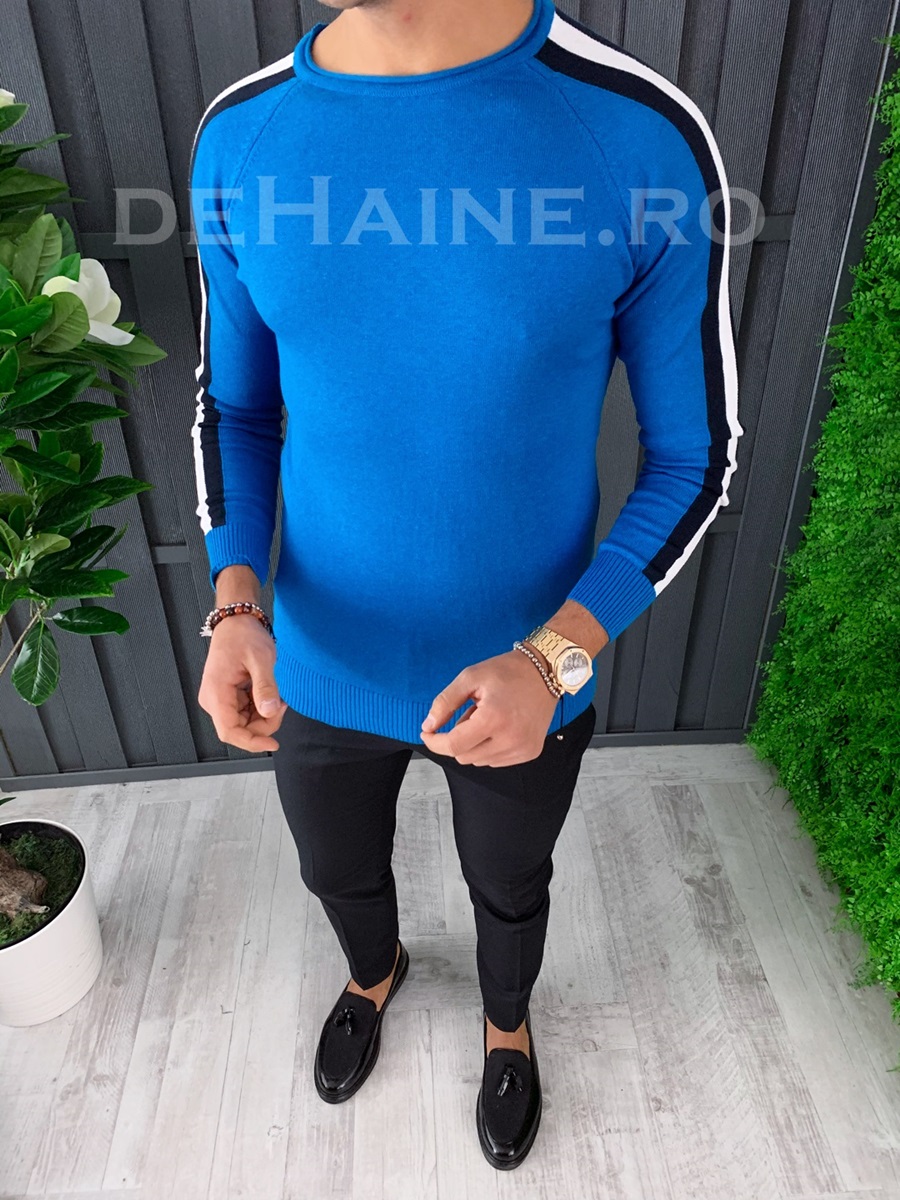 Bluza barbati slim fit albastra zr a3644 n7-1