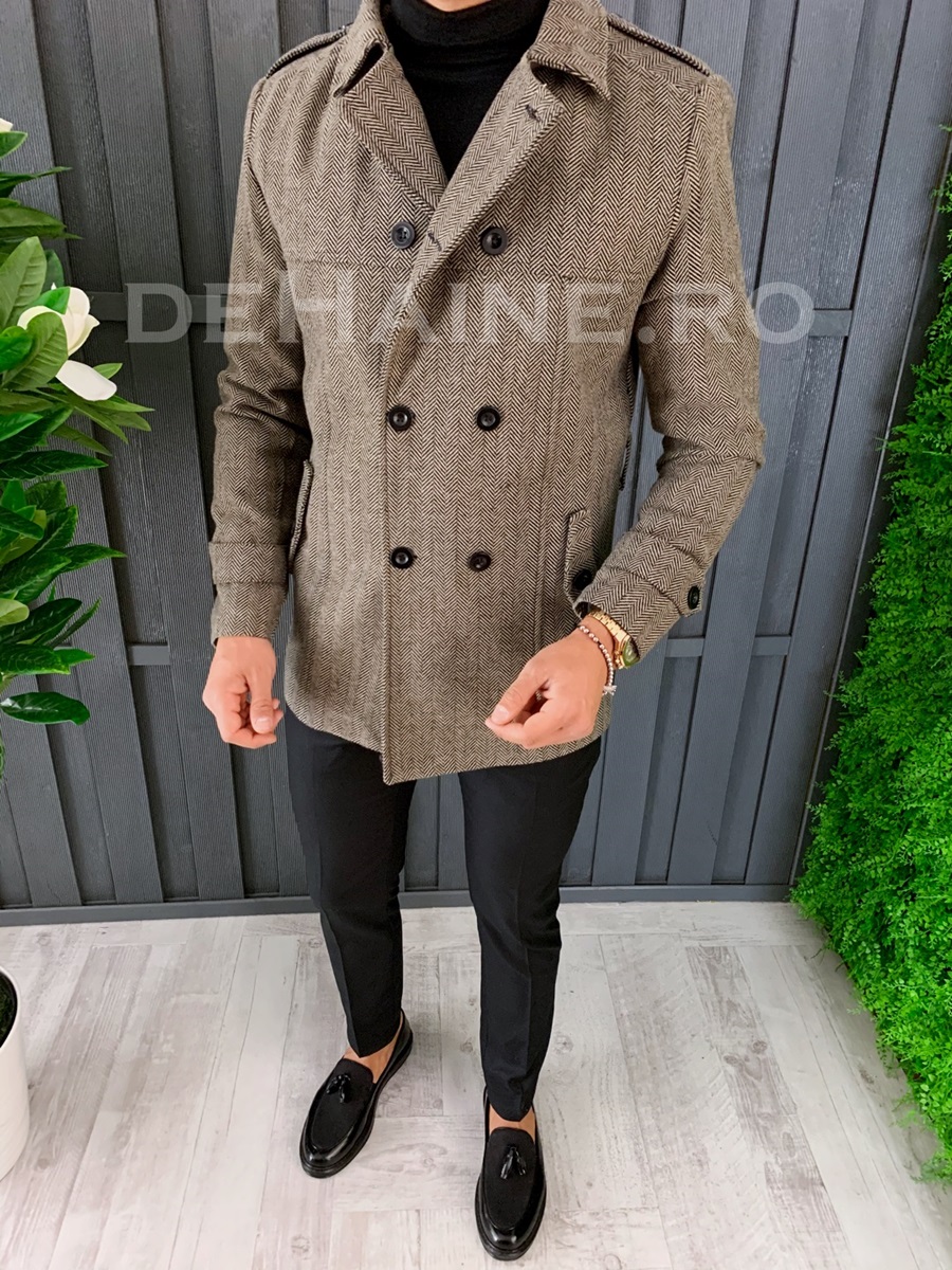 Palton barbati primavara slim fit a6644 s27