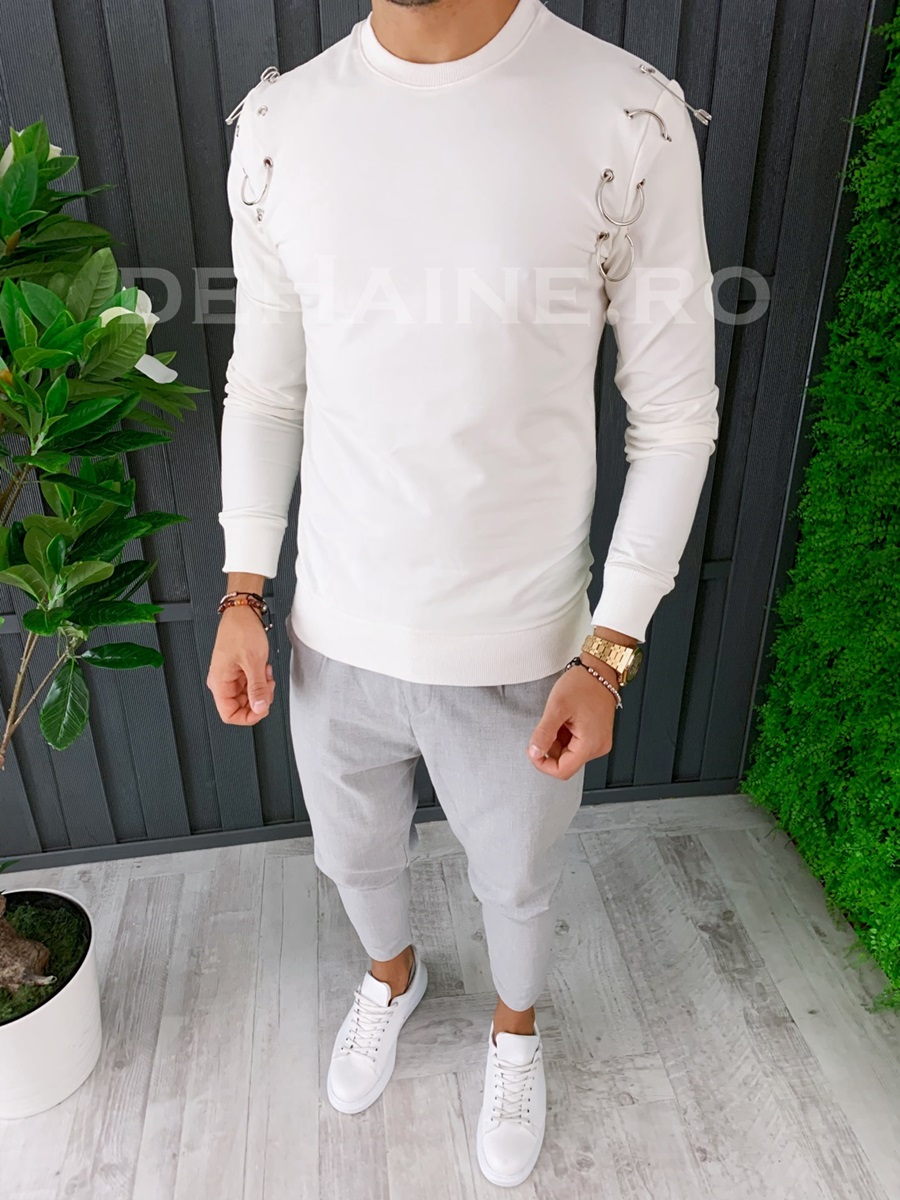 Bluza barbati slim fit alba premium zr a6628 108-2