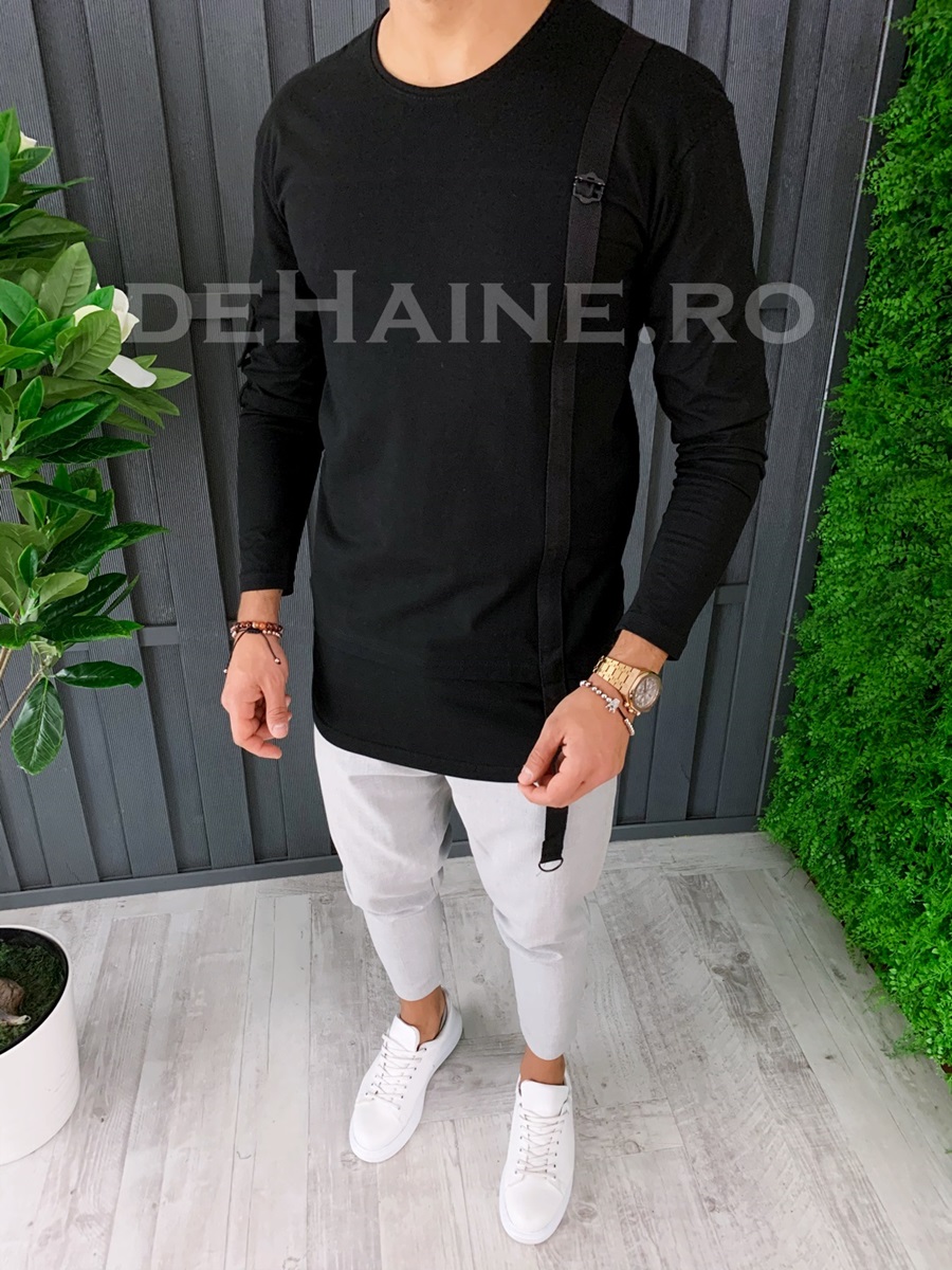 Bluza barbati slim fit neagra premium zr a6631 108-4