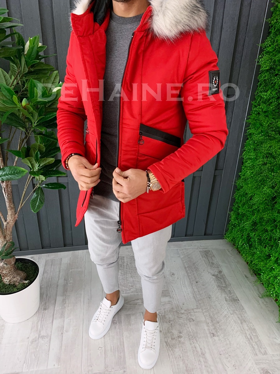 Geaca barbati groasa de iarna rosie zr a6619 z8/54-3