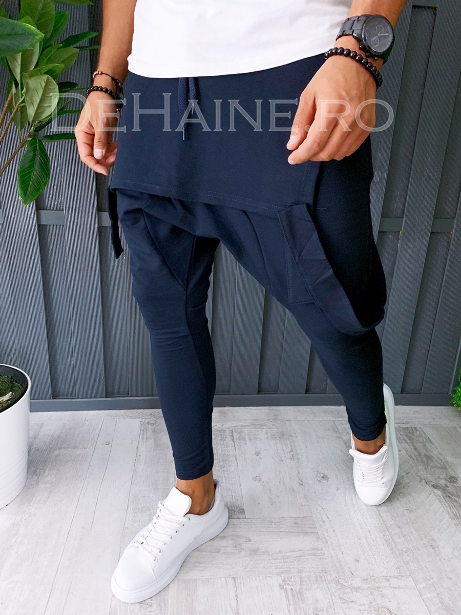 Pantaloni de trening conici bleumarin A6385 O3-2