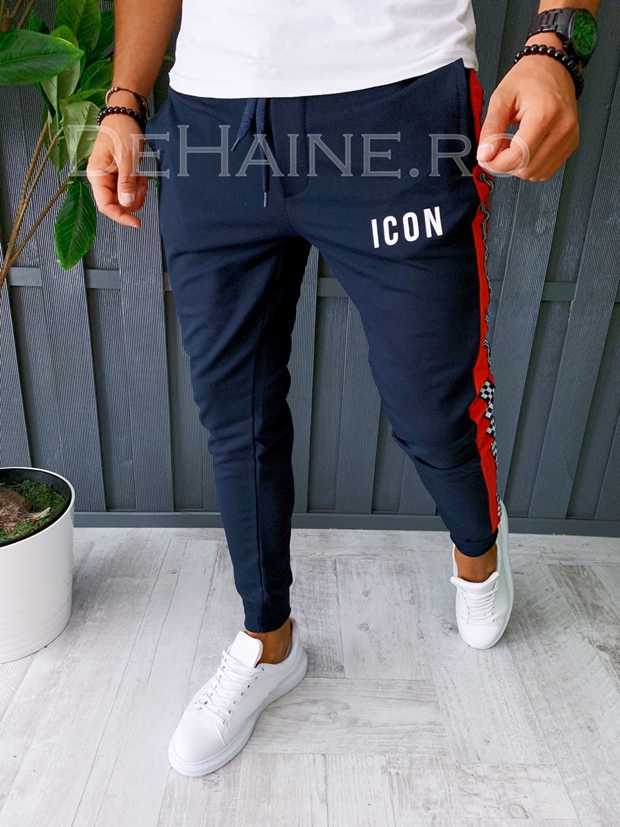 Pantaloni de trening conici bleumarin A6389 O3-4