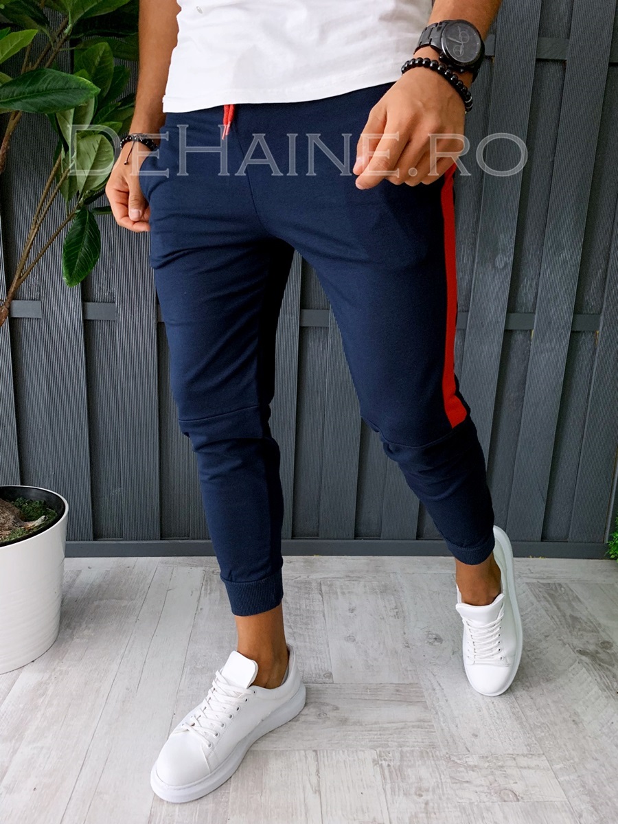 Pantaloni de trening conici bleumarin A6351 J3-3