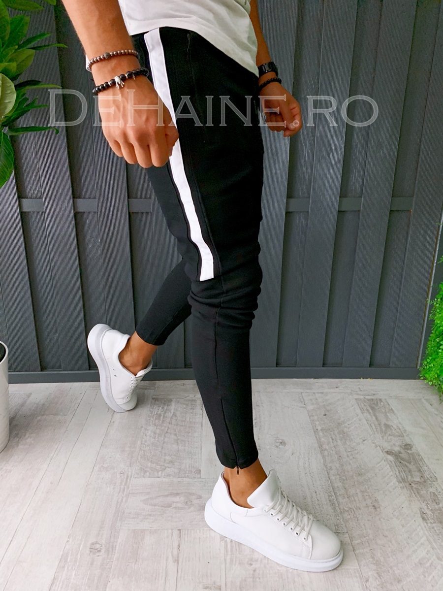 Pantaloni de trening conici negri A6360 J4-4