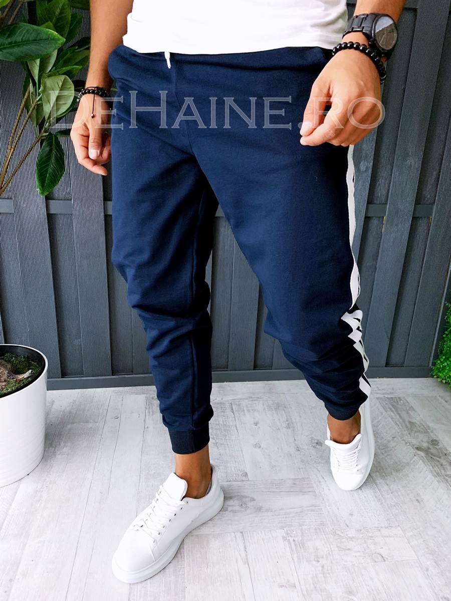 Pantaloni de trening conici bleumarin A6367 J4-3