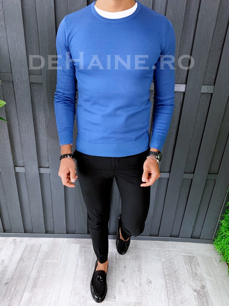 Pulover barbati albastru slim fit zr a6456 p4-1