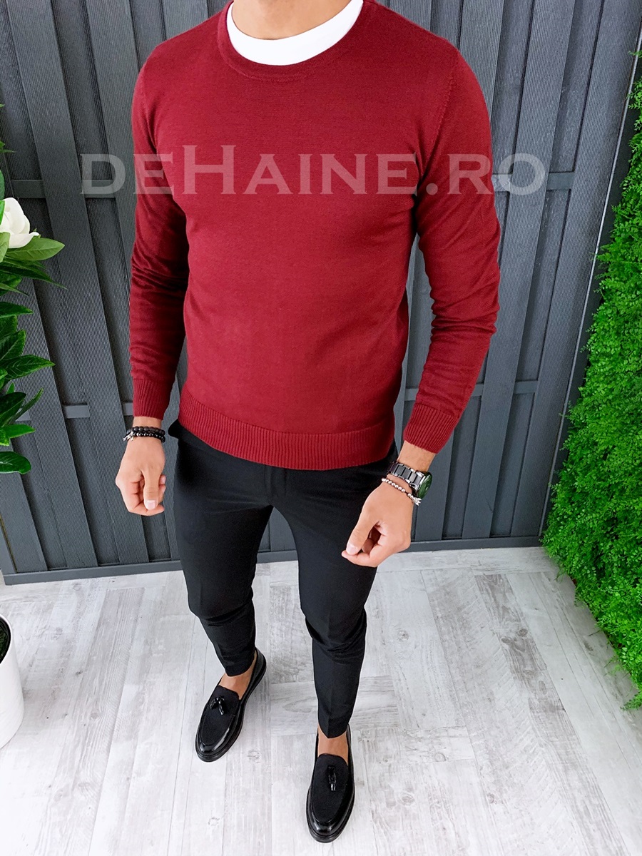 Pulover barbati grena slim fit zr a6457 p4-3