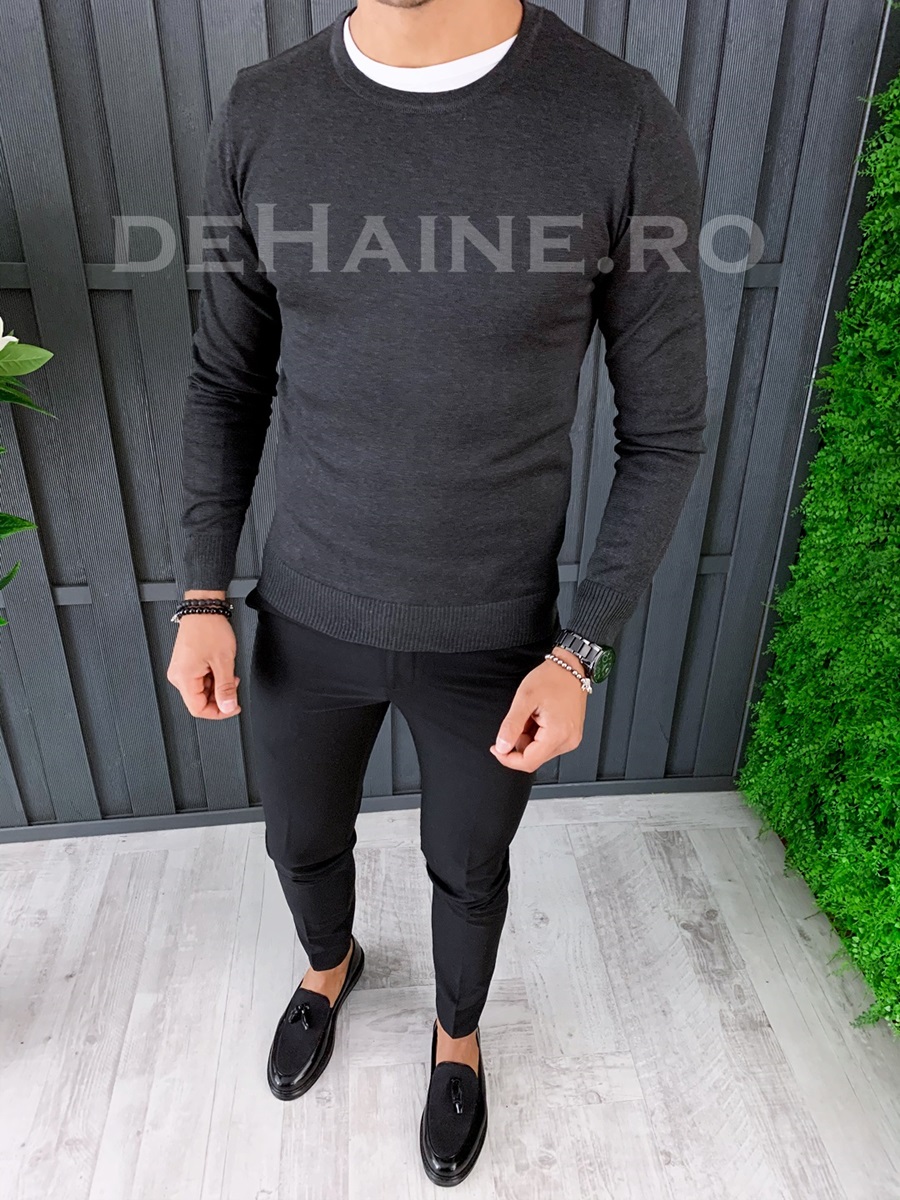 Pulover barbati gri incchis slim fit zr a6459 o2-2