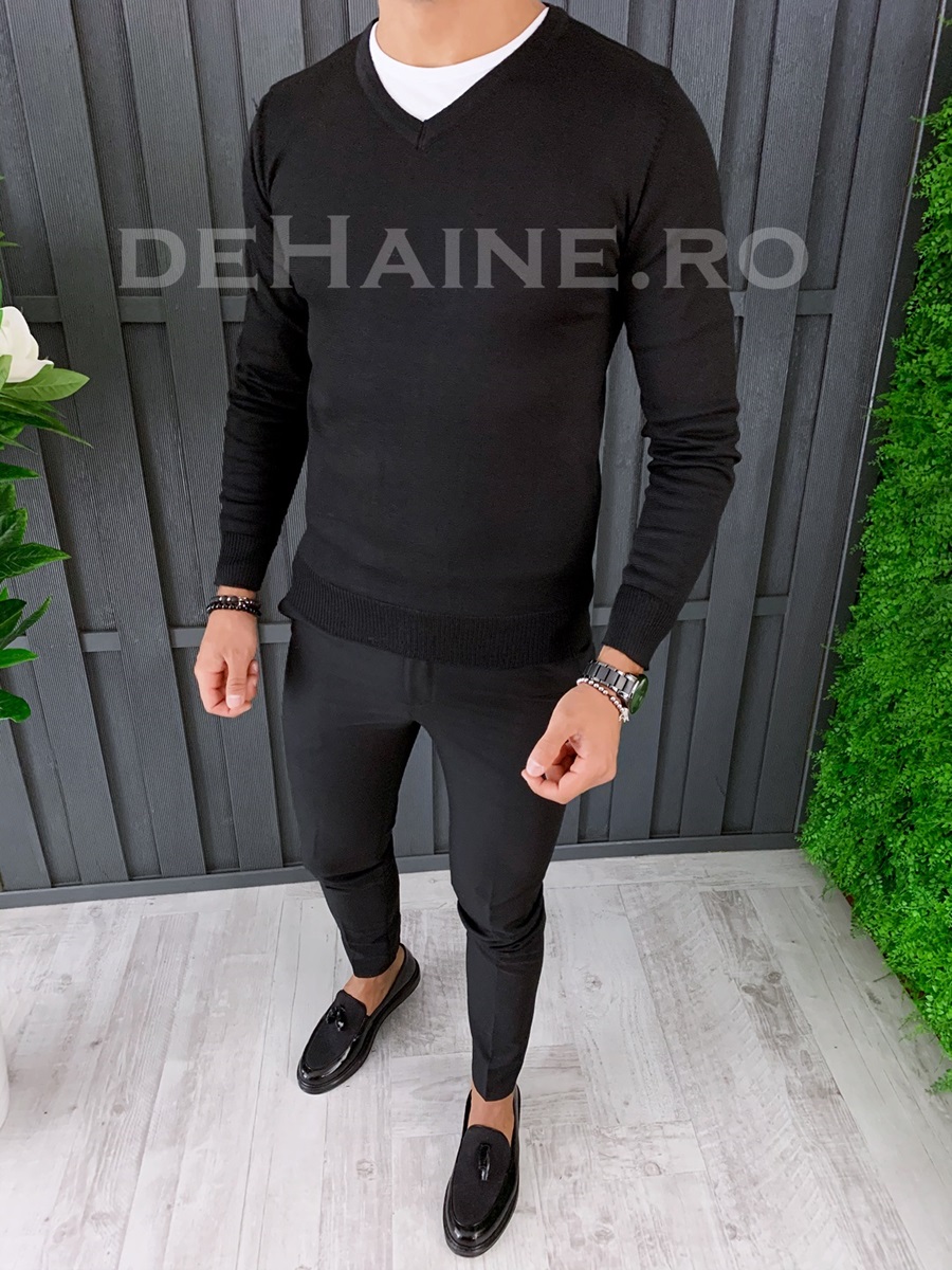 Pulover barbati neagra slim fit zr a6460 p4-2