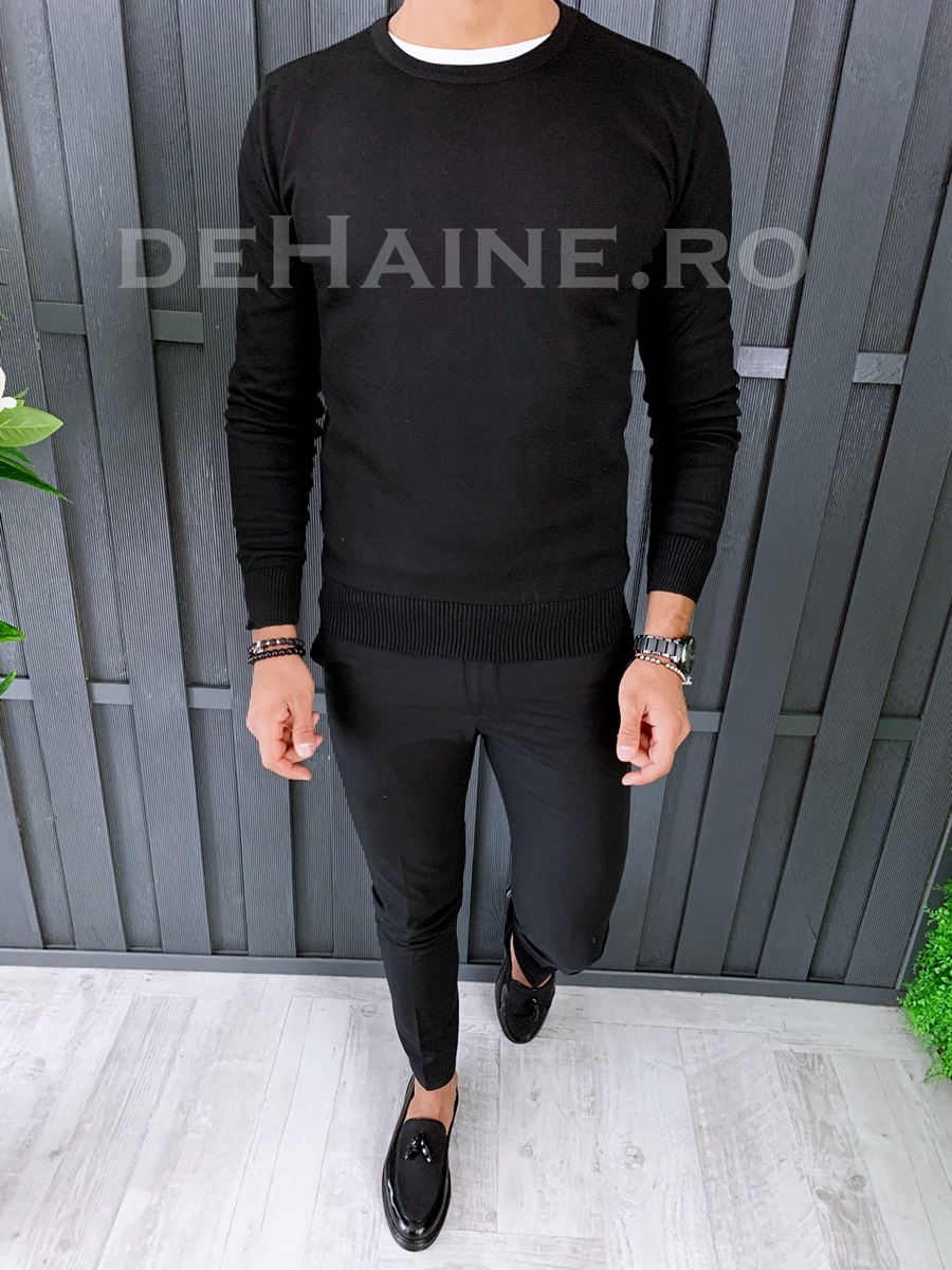 Pulover barbati neagru slim fit zr a6461 p4-3