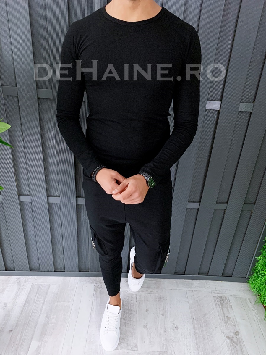 Bluza barbati slim fit neagra zr a6439 n5-3