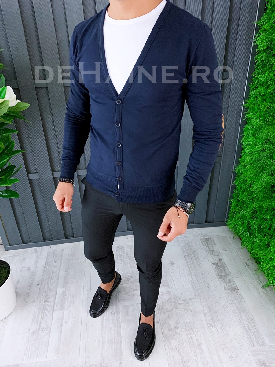 Bluza barbati slim fit bleumarin zr a6443 o3-3