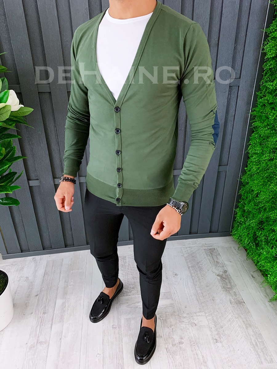 Bluza barbati slim fit kaki zr a6445 o2-3