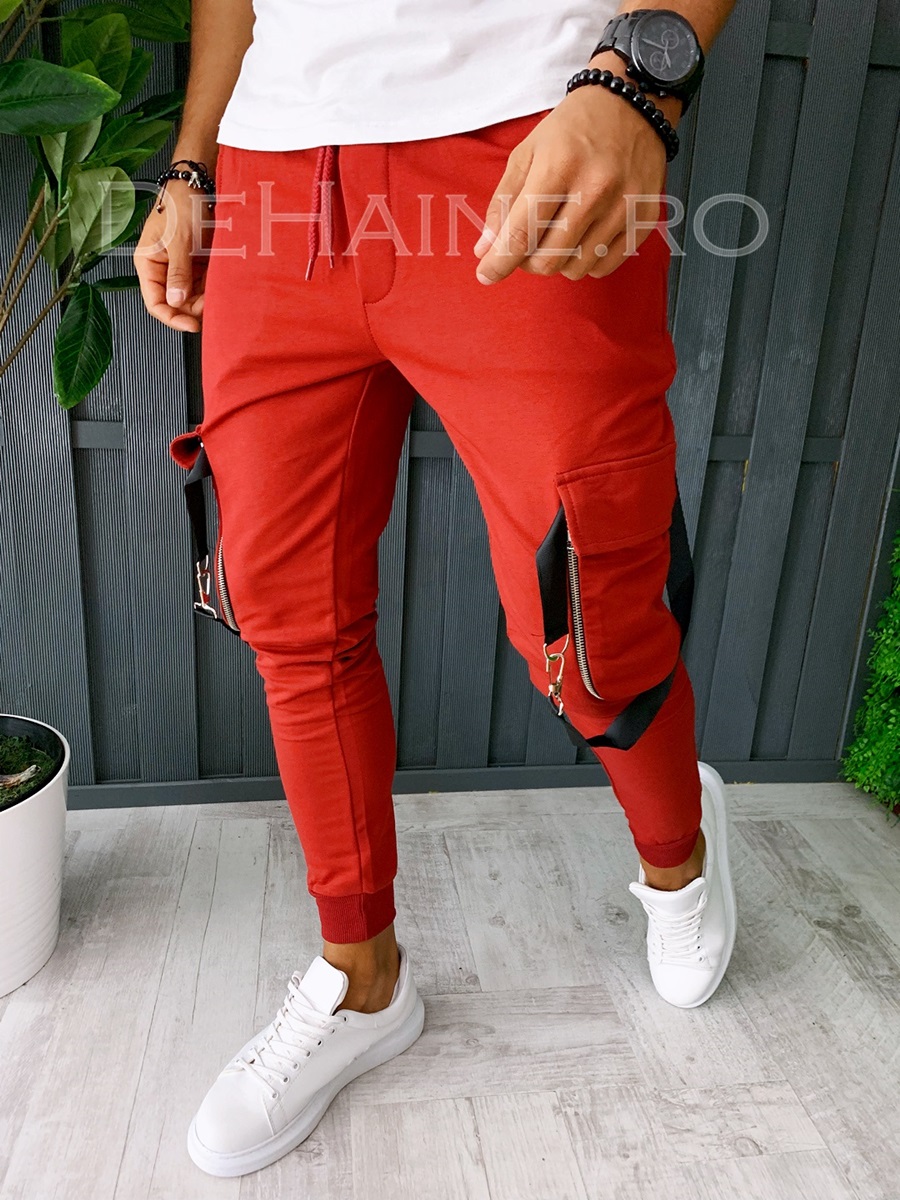 Pantaloni de trening conici grena A6328 O1-1