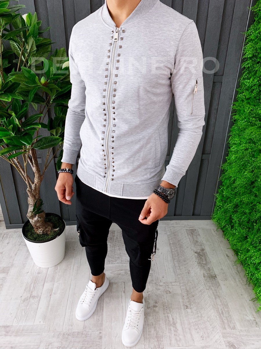 Bluza barbati slim fit gri zr a6271 d8-1