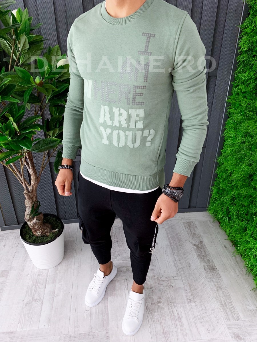 Bluza barbati slim fit verde zr a6261 d9-3