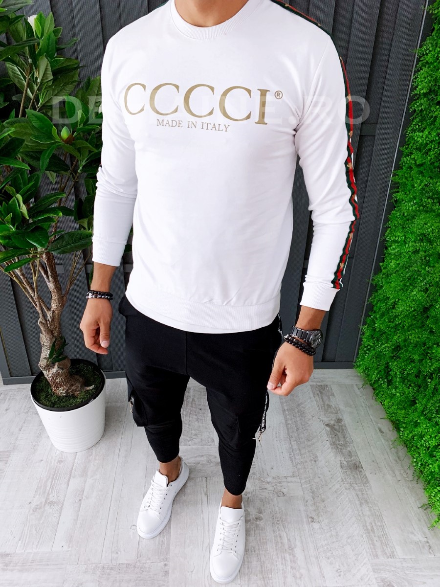 Bluza barbati slim fit alba zr a6263