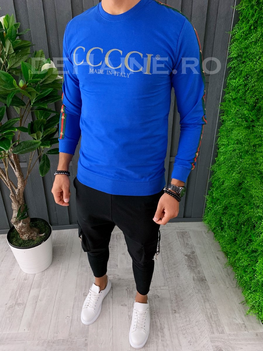 Bluza barbati slim fit albastra zr a6264