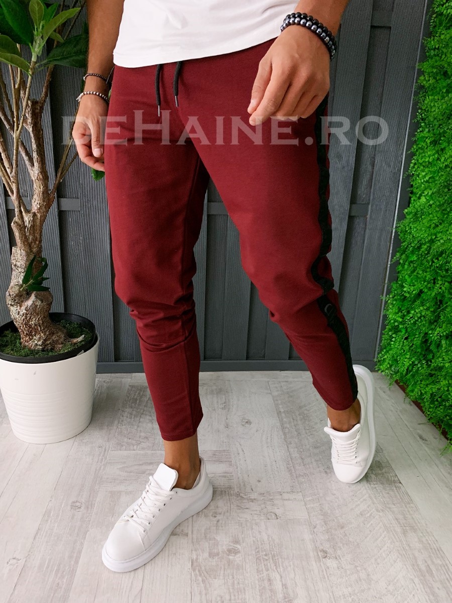 Pantaloni de trening conici grena A6176 J4-2