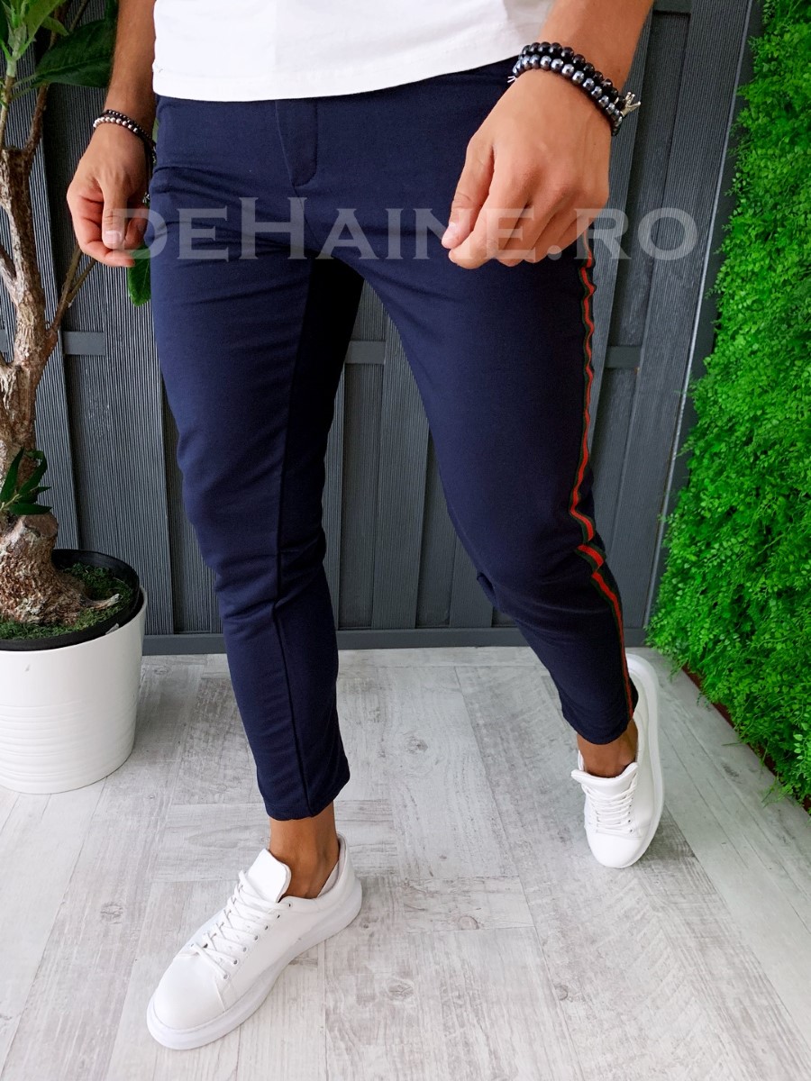 Pantaloni de trening conici bleumarin A6182 J4-1