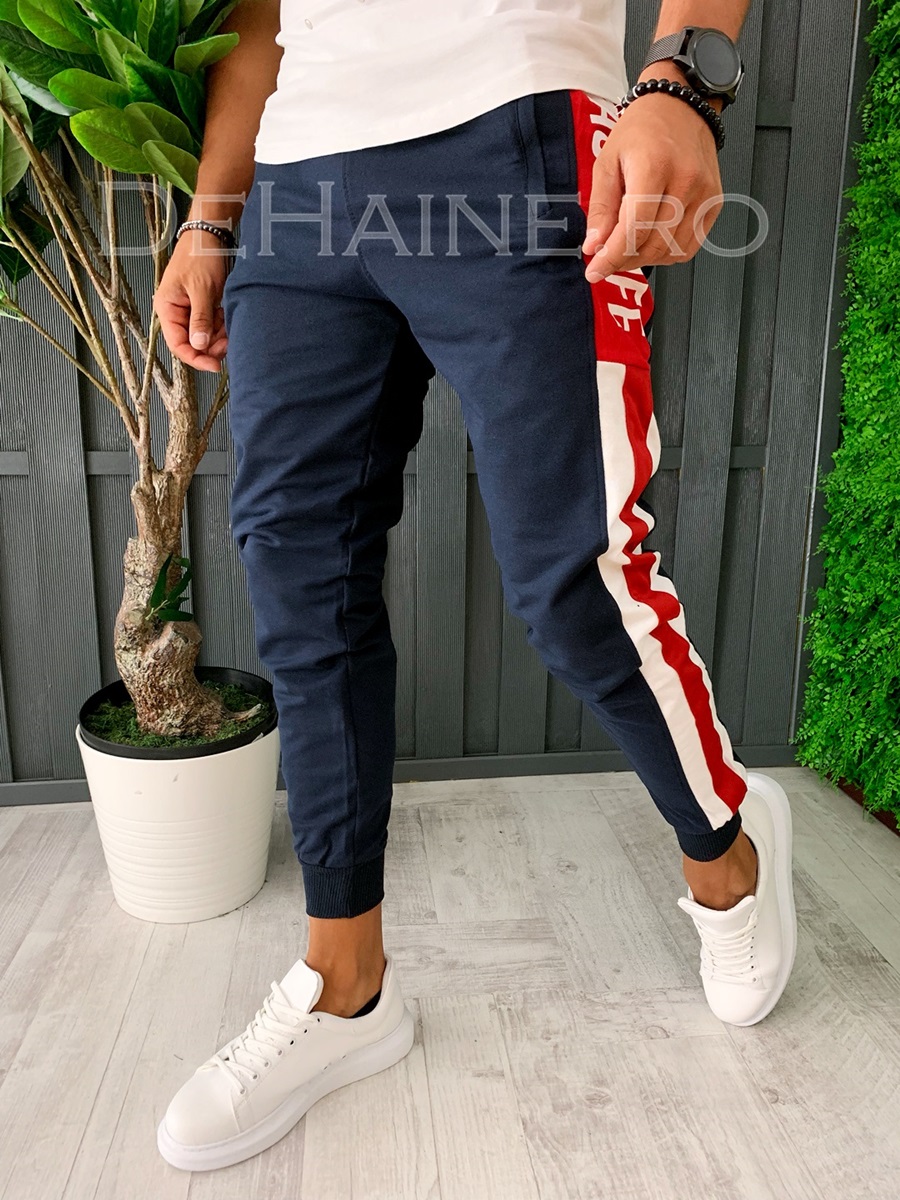 Pantaloni de trening conici bleumarin A5985 O3-2