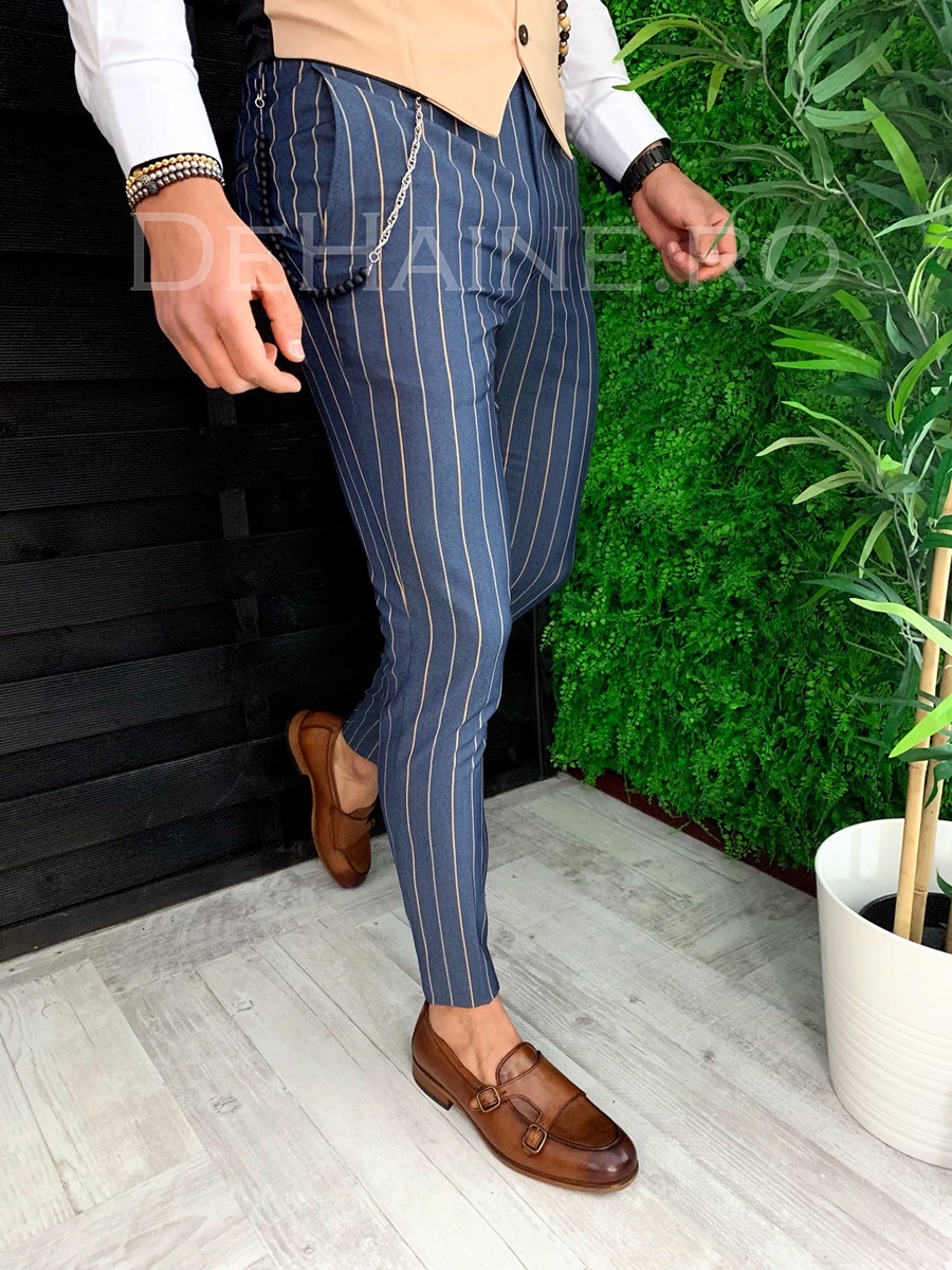 Pantaloni barbati eleganti cu dungi ZR A4433 O2-2