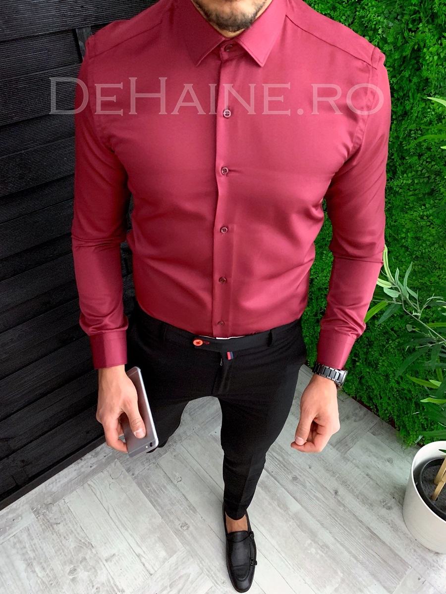 Camasa barbati eleganta grena cu butoni zr a4264 j3-4