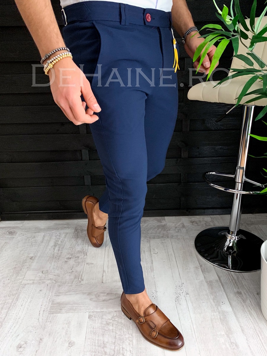Pantaloni barbati eleganti bleumarin ZR A4052 J4-1