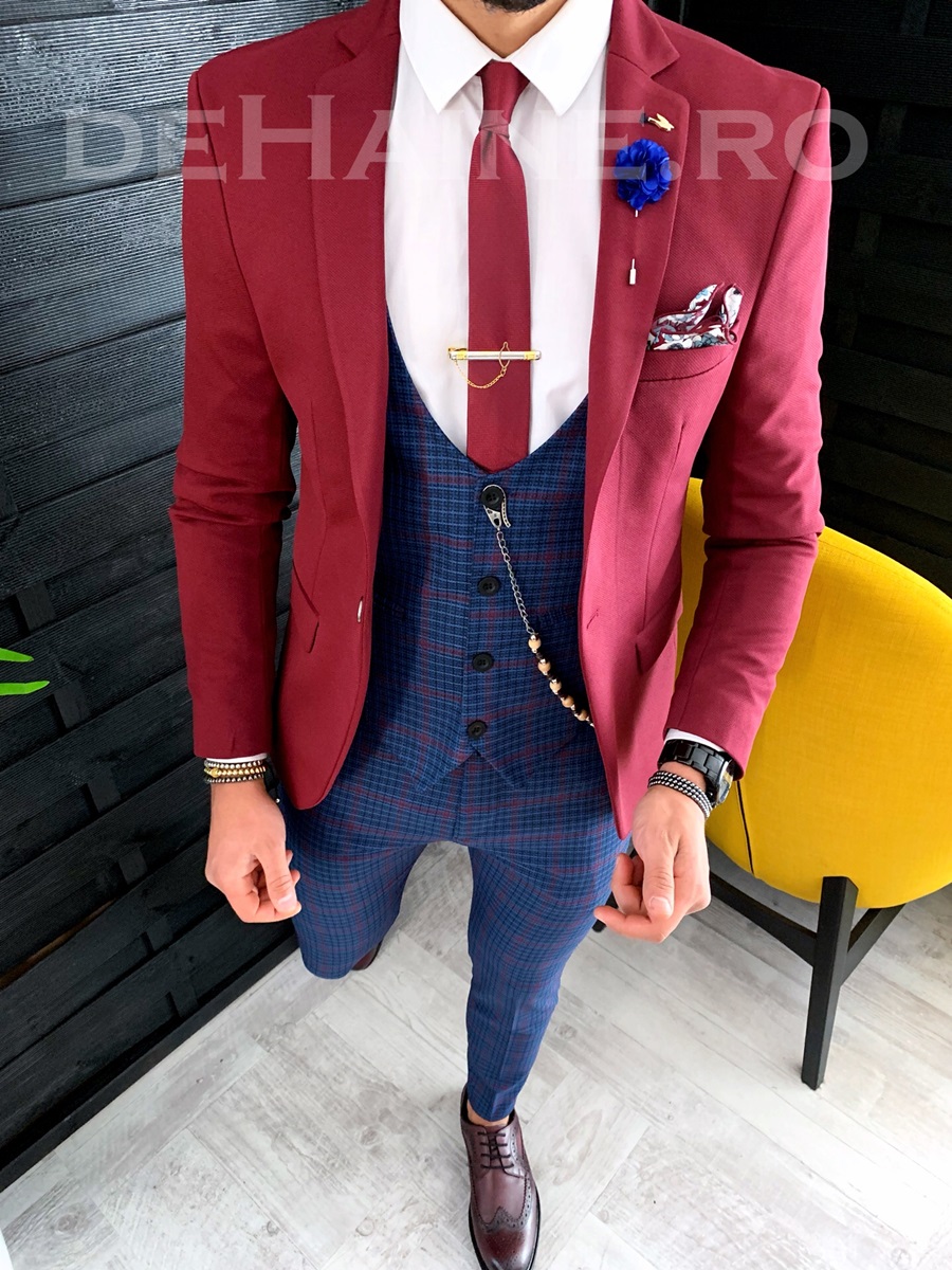 Sacou barbati grena slim fit ZR A3907