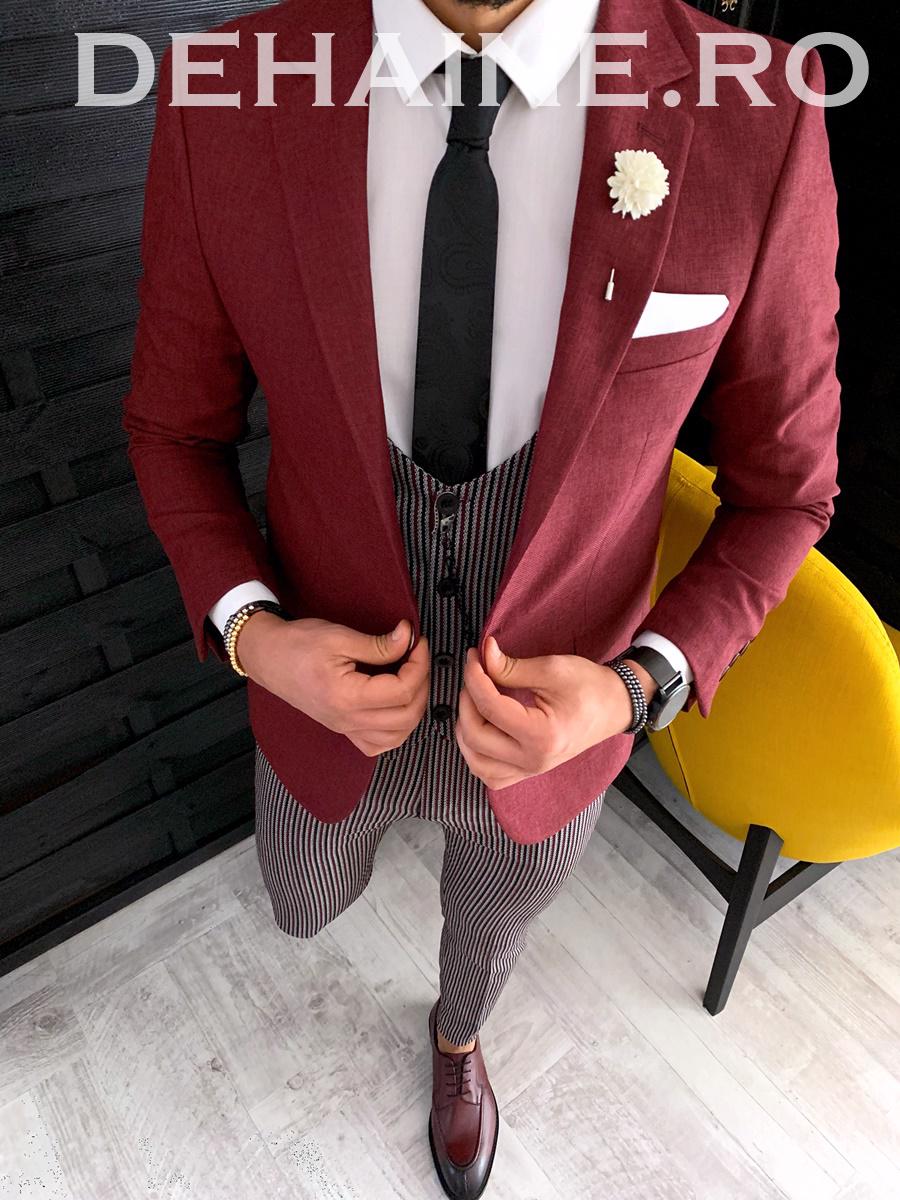 Sacou barbati grena slim fit zr a3884 s6