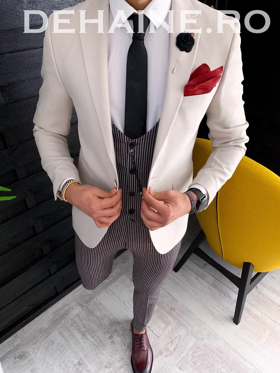 Sacou barbati bej slim fit zr a3885 s6