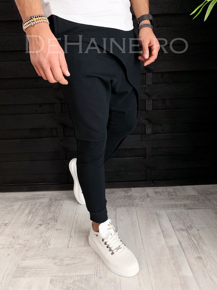 Pantaloni de trening negri conici A3796 J4-2