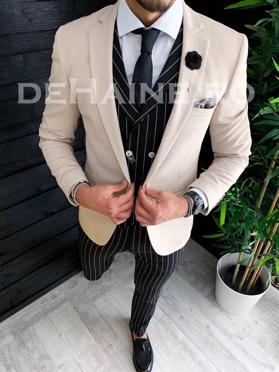 Sacou barbati bej slim fit zr a3764 y