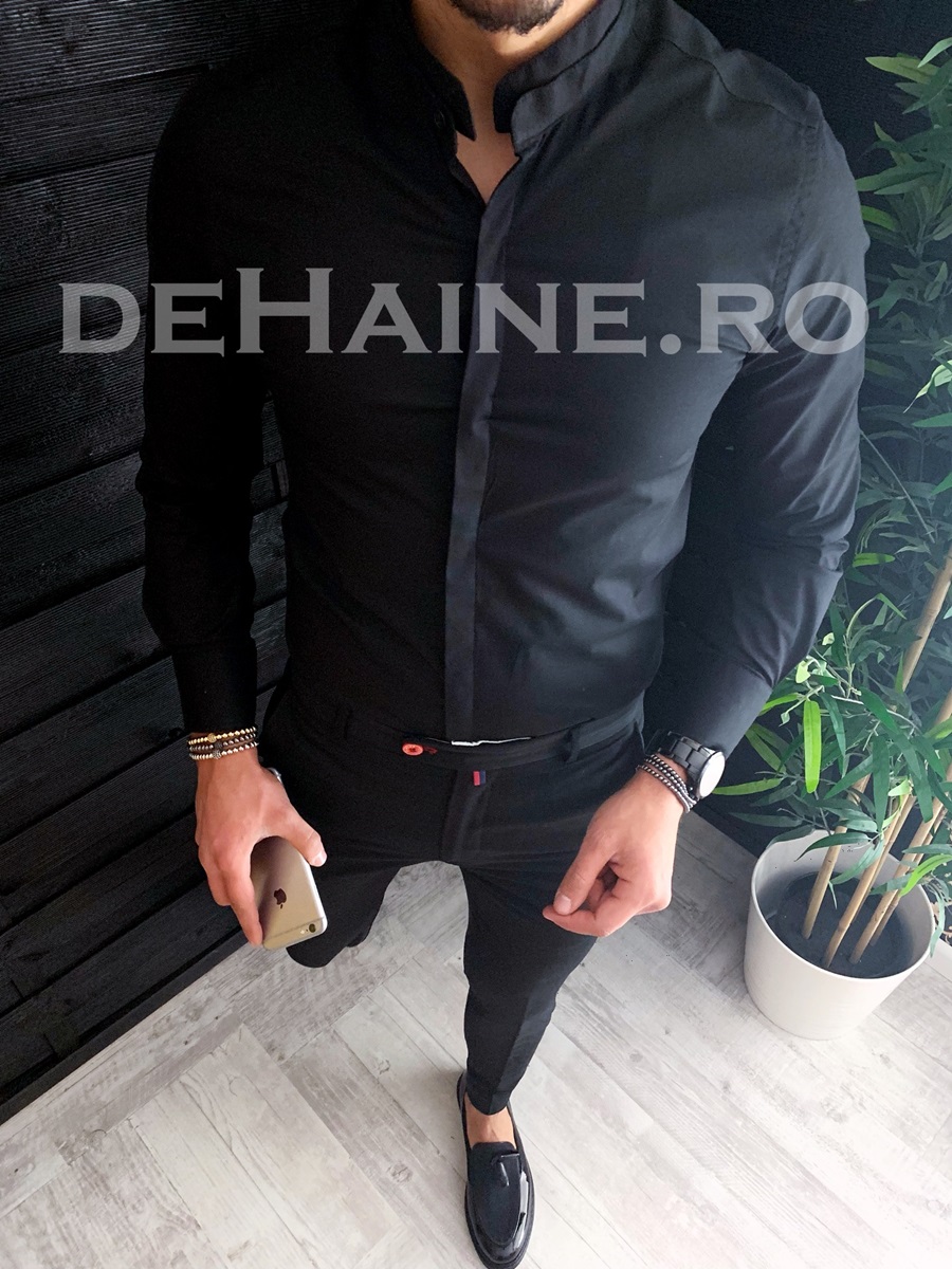 Camasa barbati neagra slim fit zr a3749 03-3